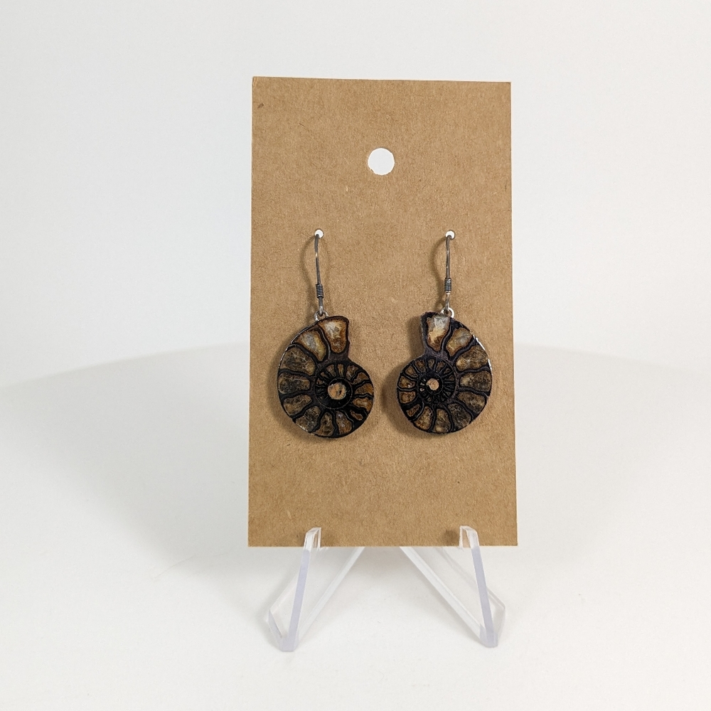 Ammonite Earrings, fossil jewelry, gemstone,